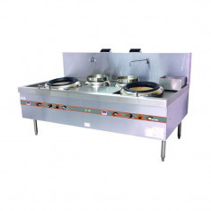 ECR-2GE GUANDONG STYLE DOUBLE UNIT WOK RANGE WITH TWO REAR POT AND BLOWER