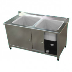 SUDC-6140-54 WORKING TABLE WITH CUPBOARD AND DOUBLE SINK