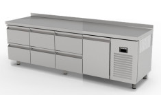 TNG-74-6D DESSERTE RÉFRIGÉRÉE NEGATIVE GASTRONORM   - 6 TIROIRS + 1 PORTE