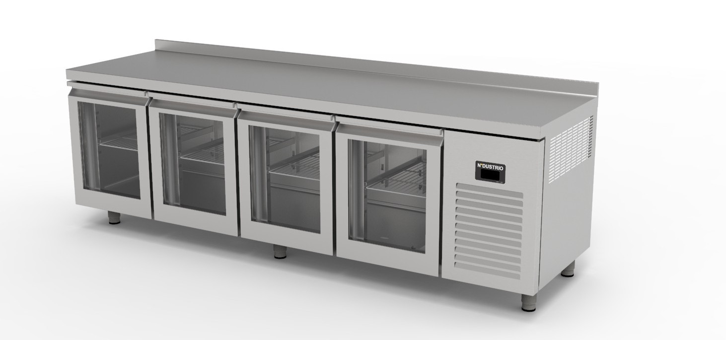 TPG-74-GD COUNTER TYPE 4-DOORS GASTRONORM REFRIGERATOR - WITH GLASS DOORS