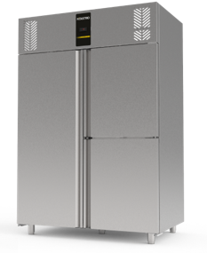 CNS-203-UC UPRIGHT SNACK DEEP FREEZER - 1 FULL 2 HALF DOORS, COMPRESSOR UP