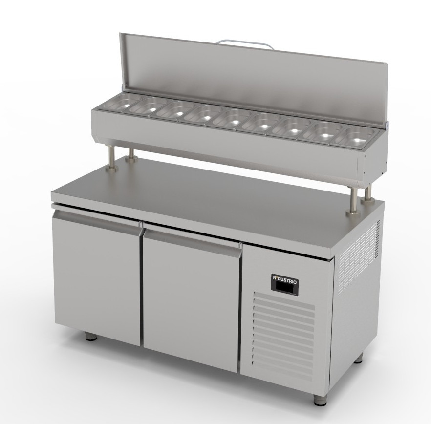 MUR-72-HL COUNTER TYPE - 2 DOORS REFRIGERATED MAKE-UP UNIT - 9 GN 1/4 CONTAINERS,HIGH LEGS