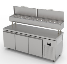 MUR-73-HL COUNTER TYPE - 3 DOORS REFRIGERATED MAKE-UP UNIT-12 GN 1/4 CONTAINERS,HIGH LEGS
