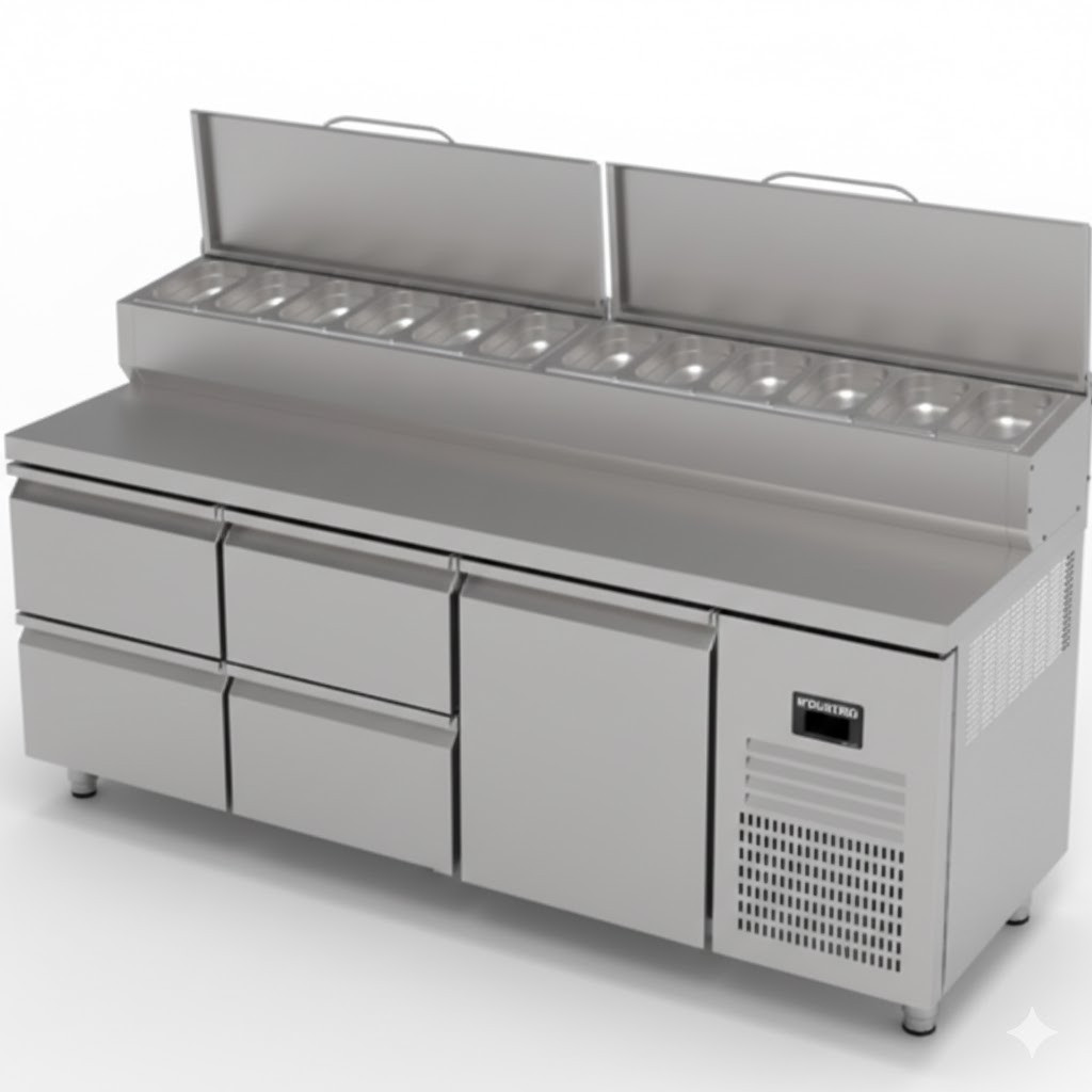 MUR-83-4D Tezgah tip pastane make-up buzdolabı- 4 çekmeceli + 1 kapılı